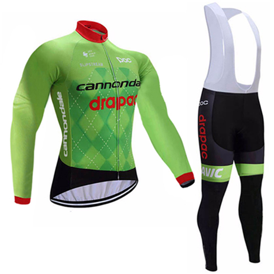 2017 Maillot Cannondale Drapac Tirantes Mangas Largas verde